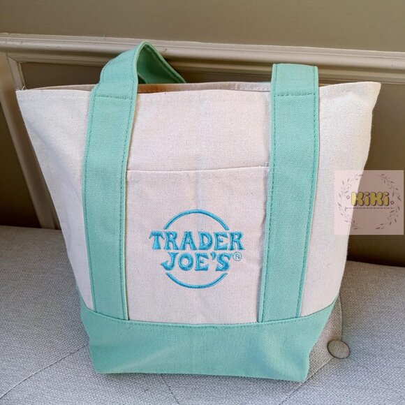 Trader Joe's Mini Pastel Canvas Tote Bags set of 4 limited edition - Picture 9 of 15